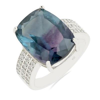BUY NATURAL FLUORITE BIG GEMSTONE RING IN 925 STERLING SILVER